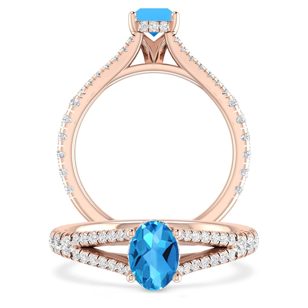 Rose Gold - Blue Topaz