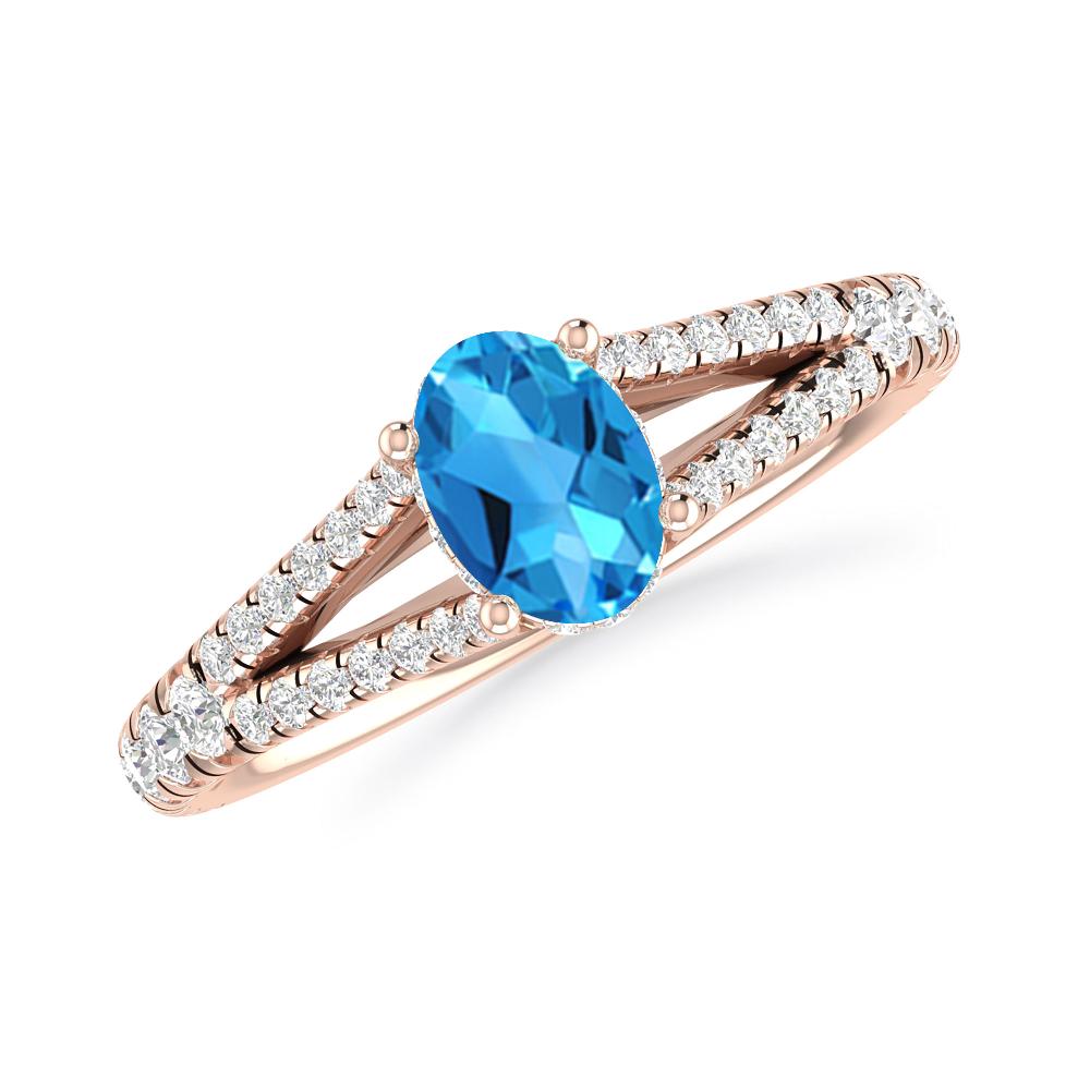 Rose Gold - Blue Topaz