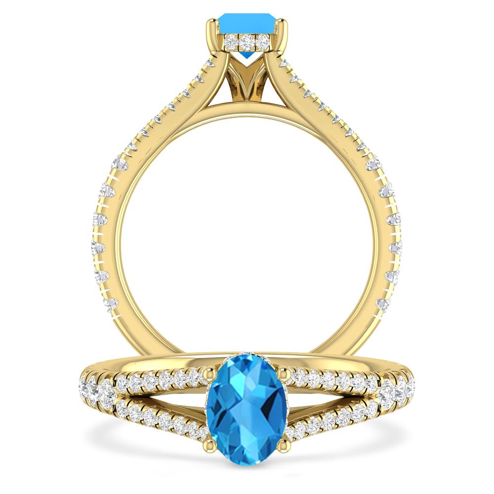 Yellow Gold - Blue Topaz