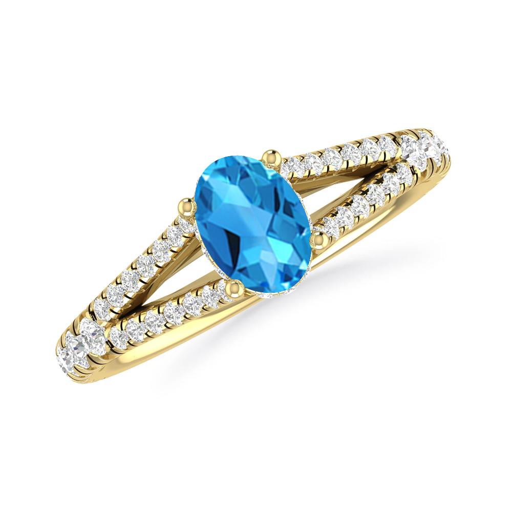 Yellow Gold - Blue Topaz