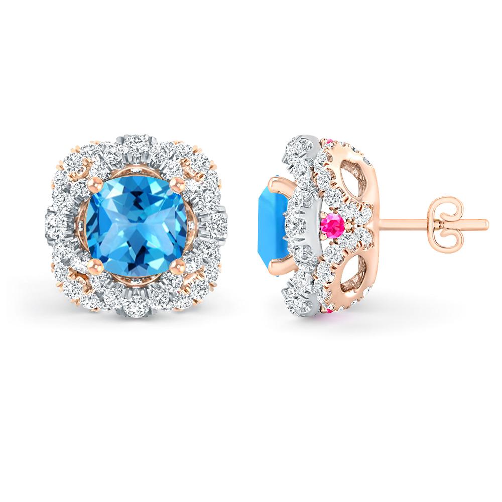 Rose Gold/White Gold - Blue Topaz