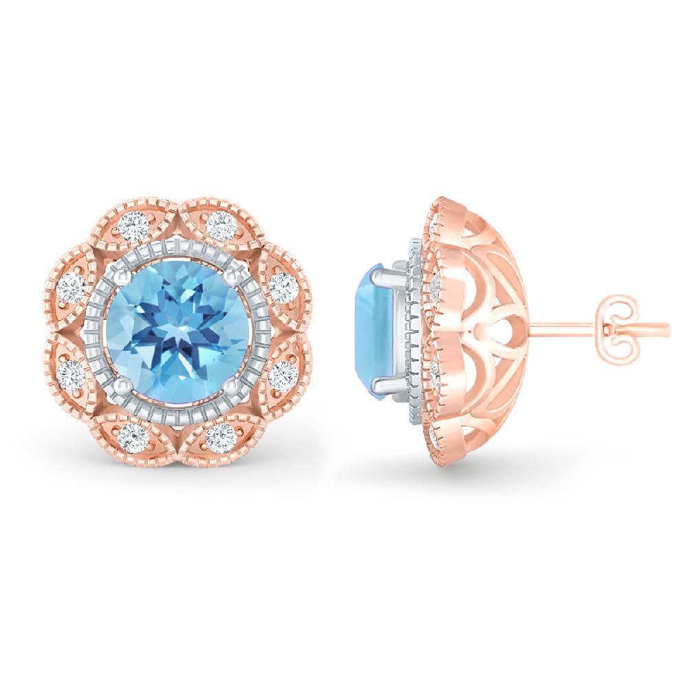 Rose Gold - Blue Topaz