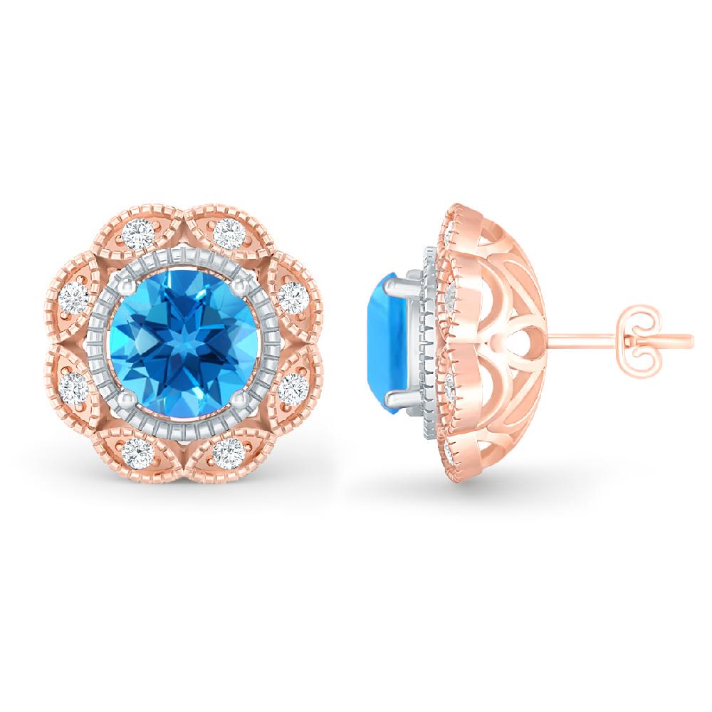 Rose Gold - Blue Topaz