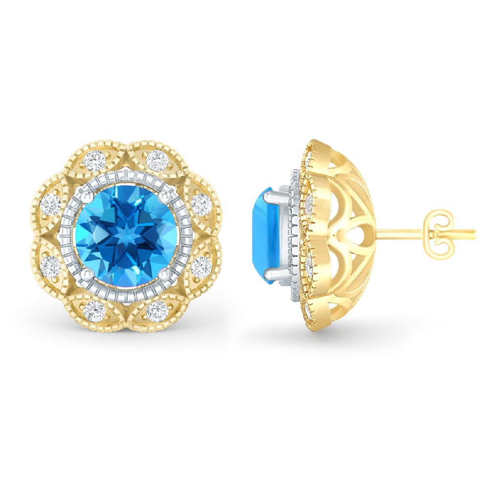 Yellow Gold - Blue Topaz