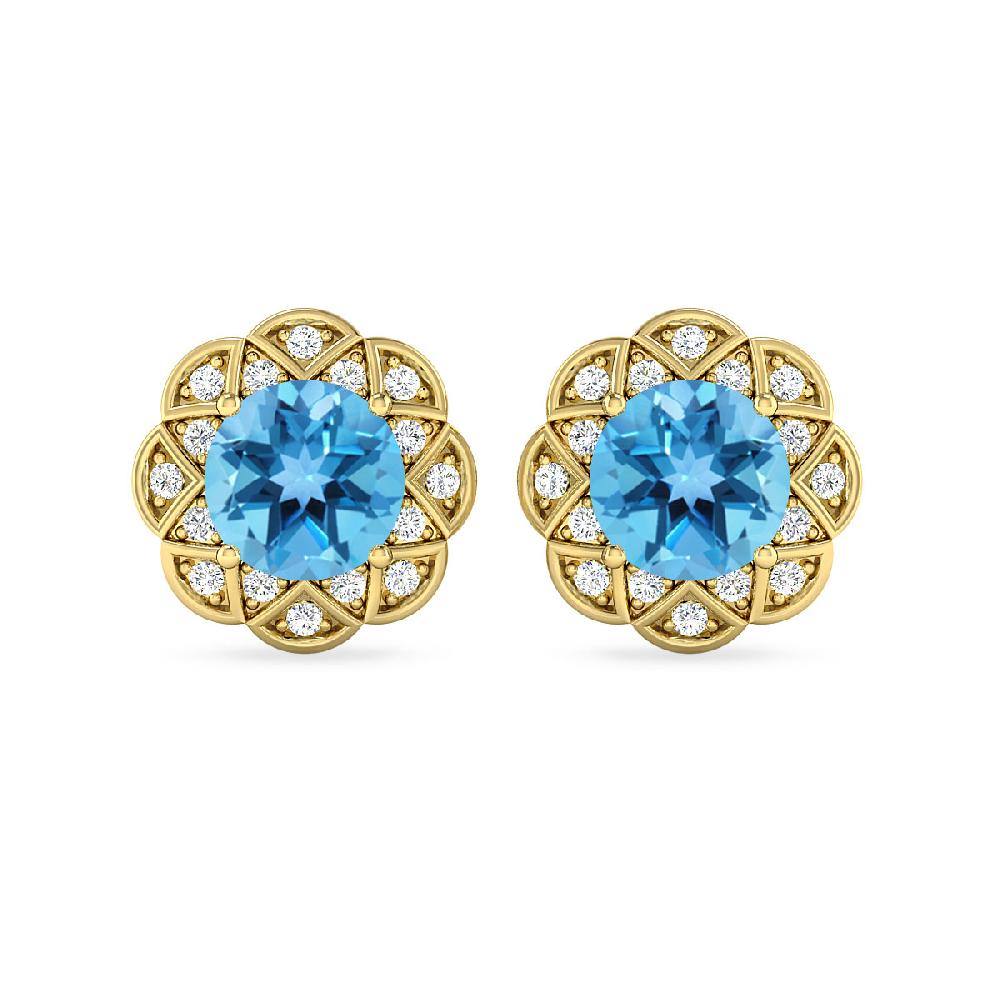 Yellow Gold - Blue Topaz