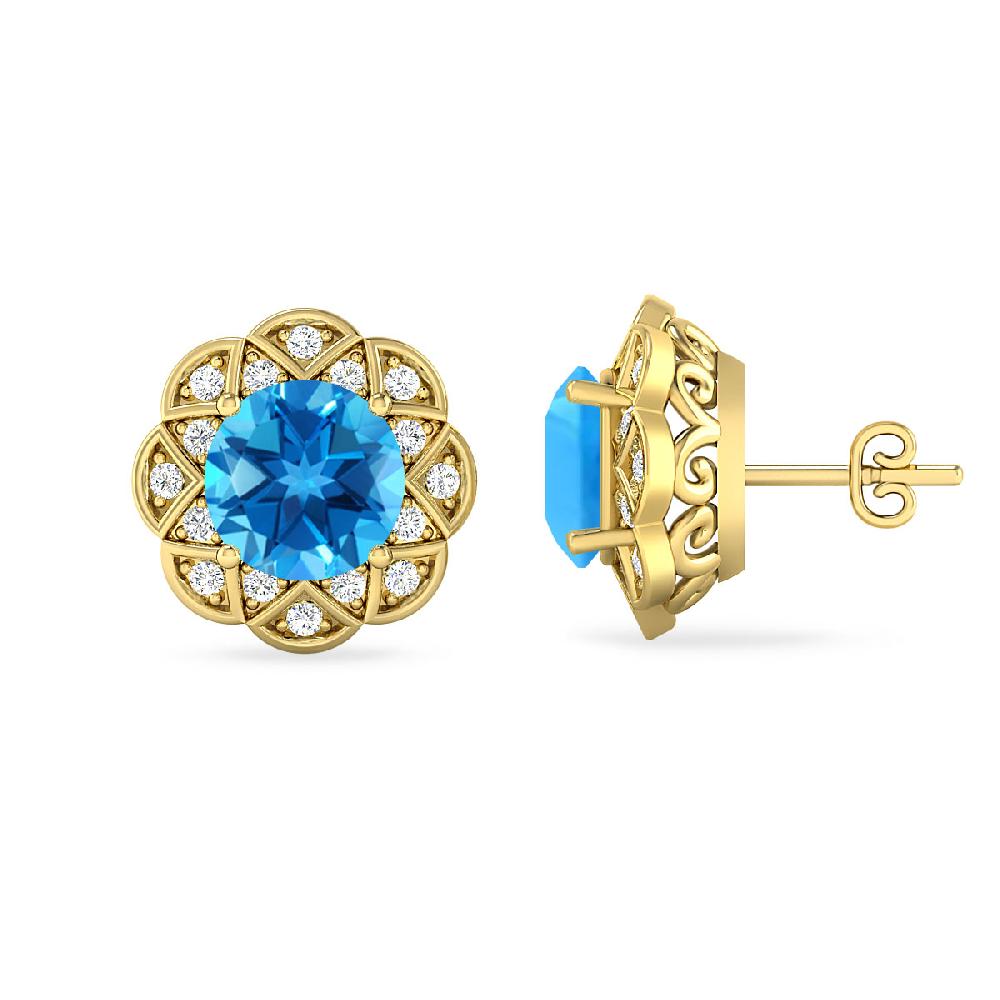 Yellow Gold - Blue Topaz