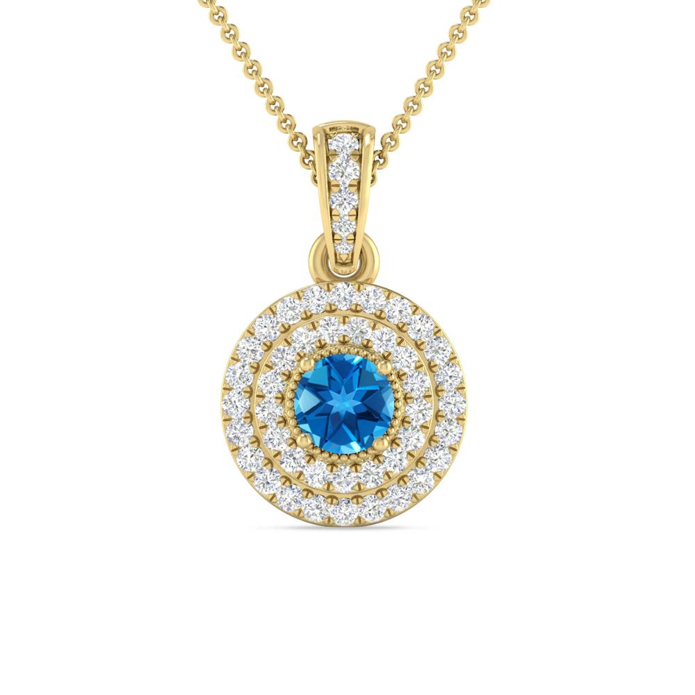 Yellow Gold - Blue Topaz