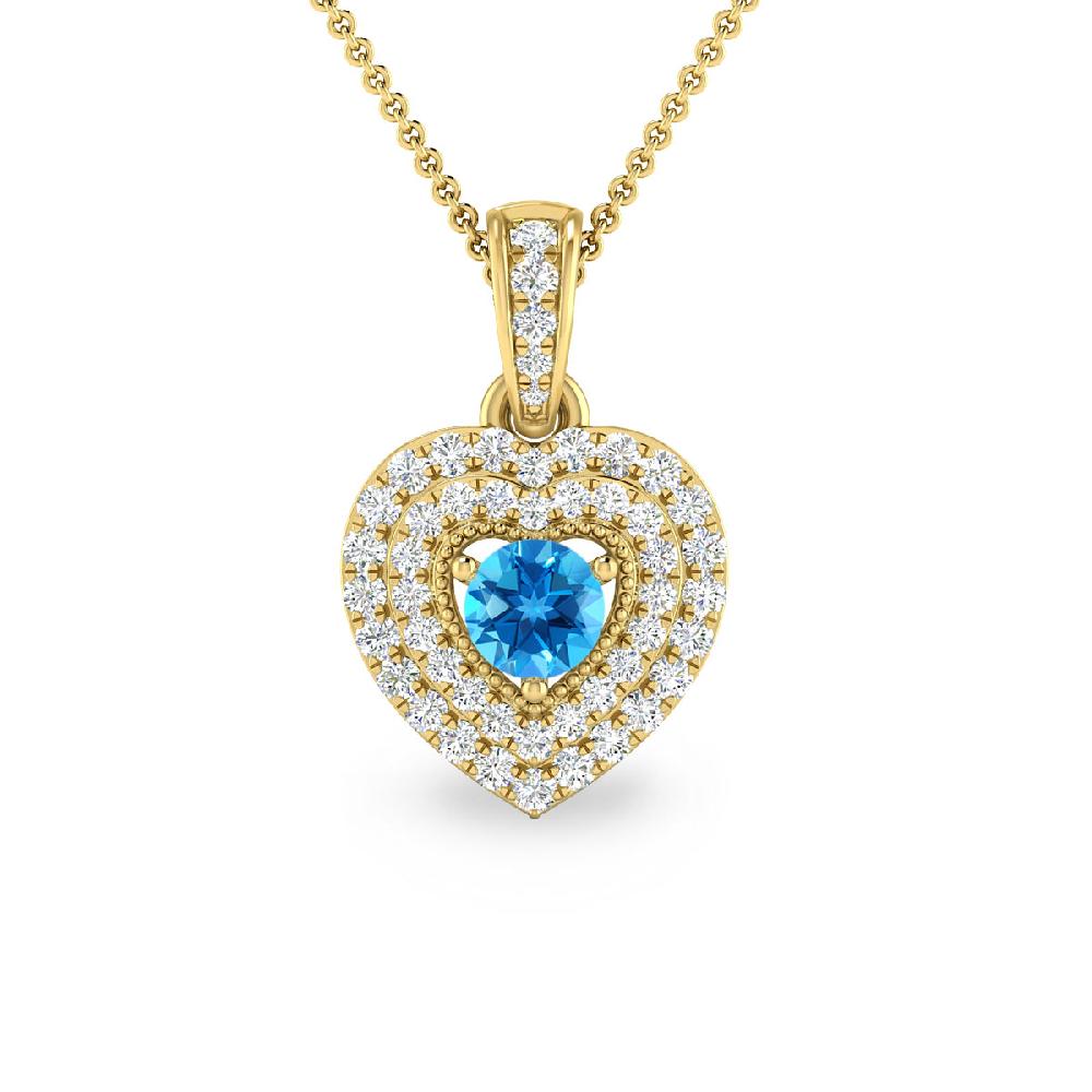 Yellow Gold - Blue Topaz