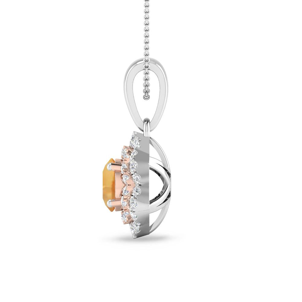 White Gold/Rose Gold - Citrine