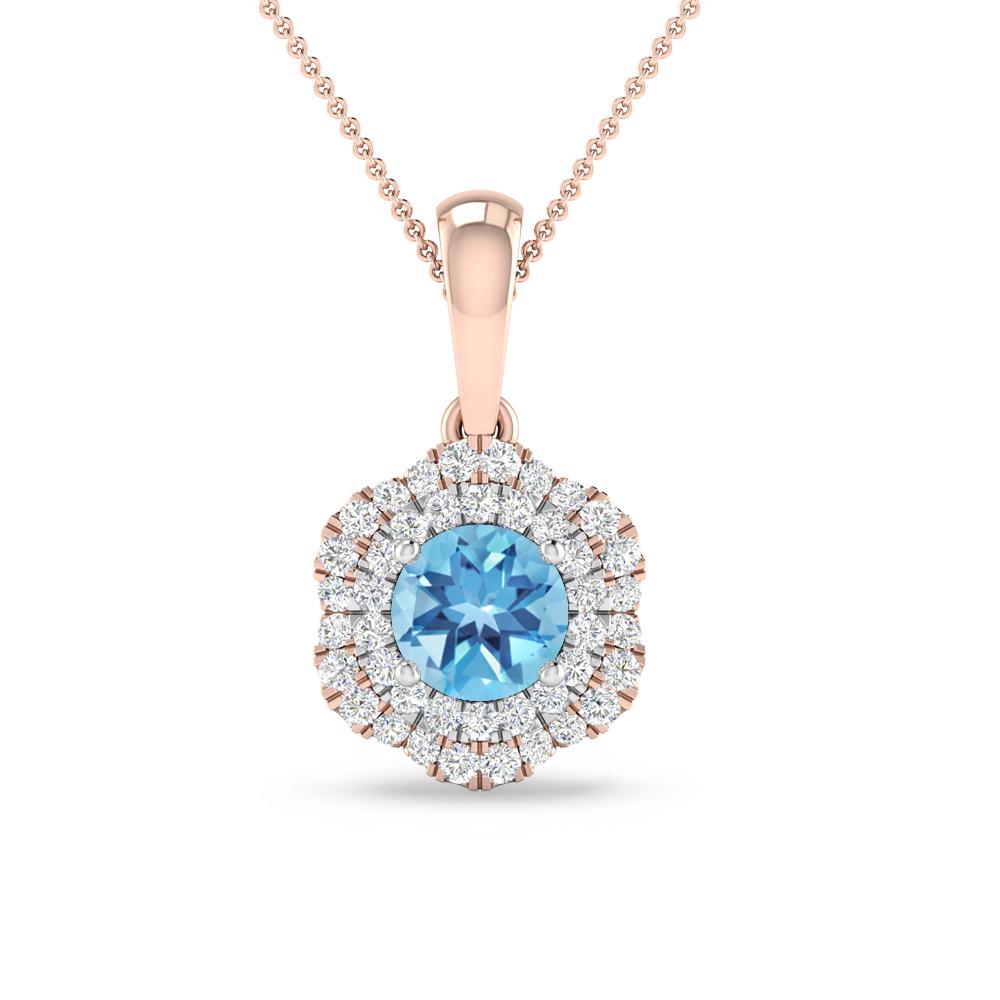 Rose Gold/White Gold - Blue Topaz