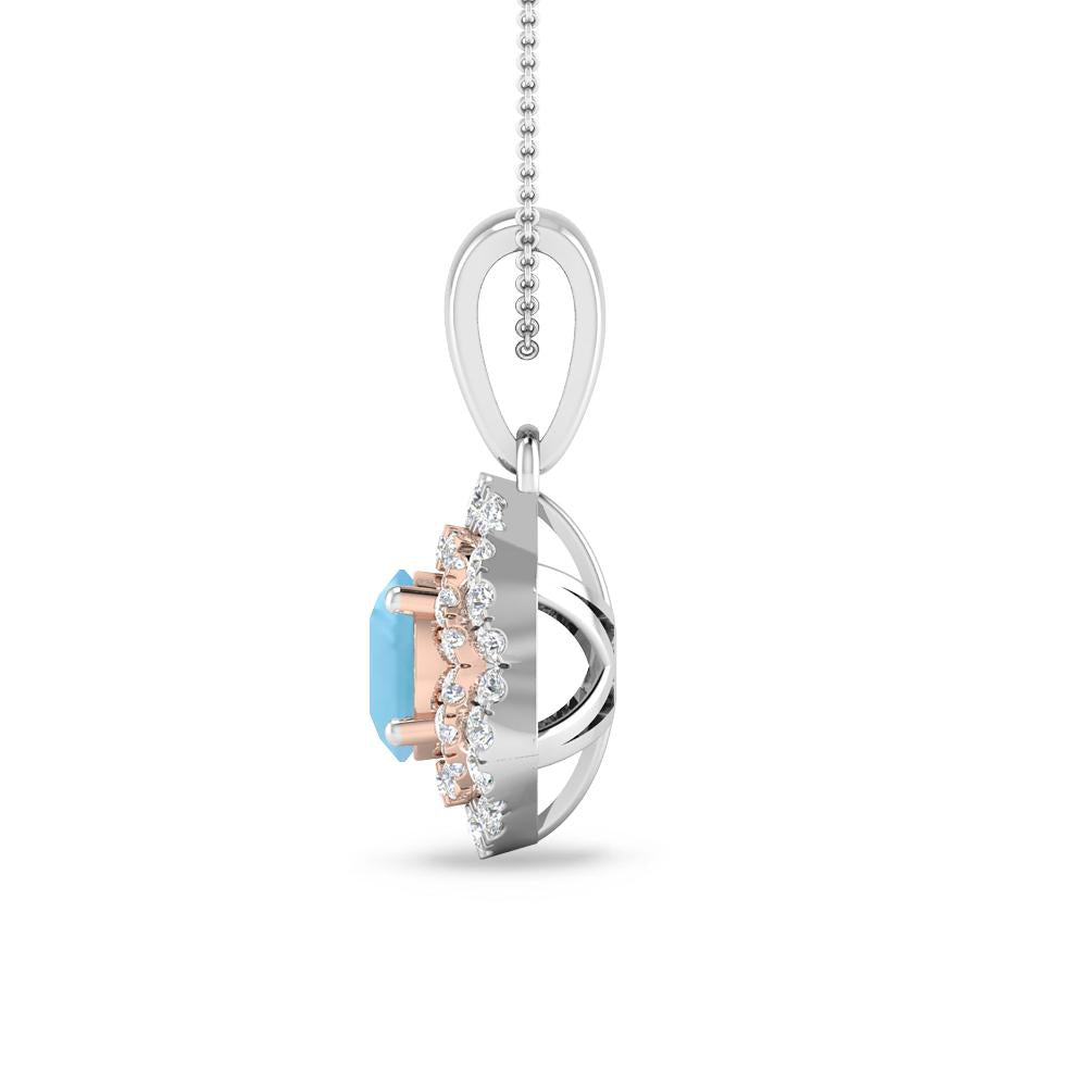 White Gold/Rose Gold - Blue Topaz