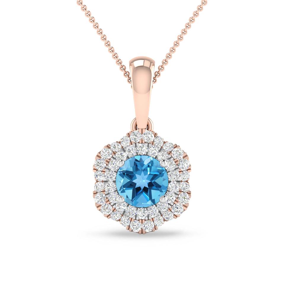 Rose Gold/White Gold - Blue Topaz