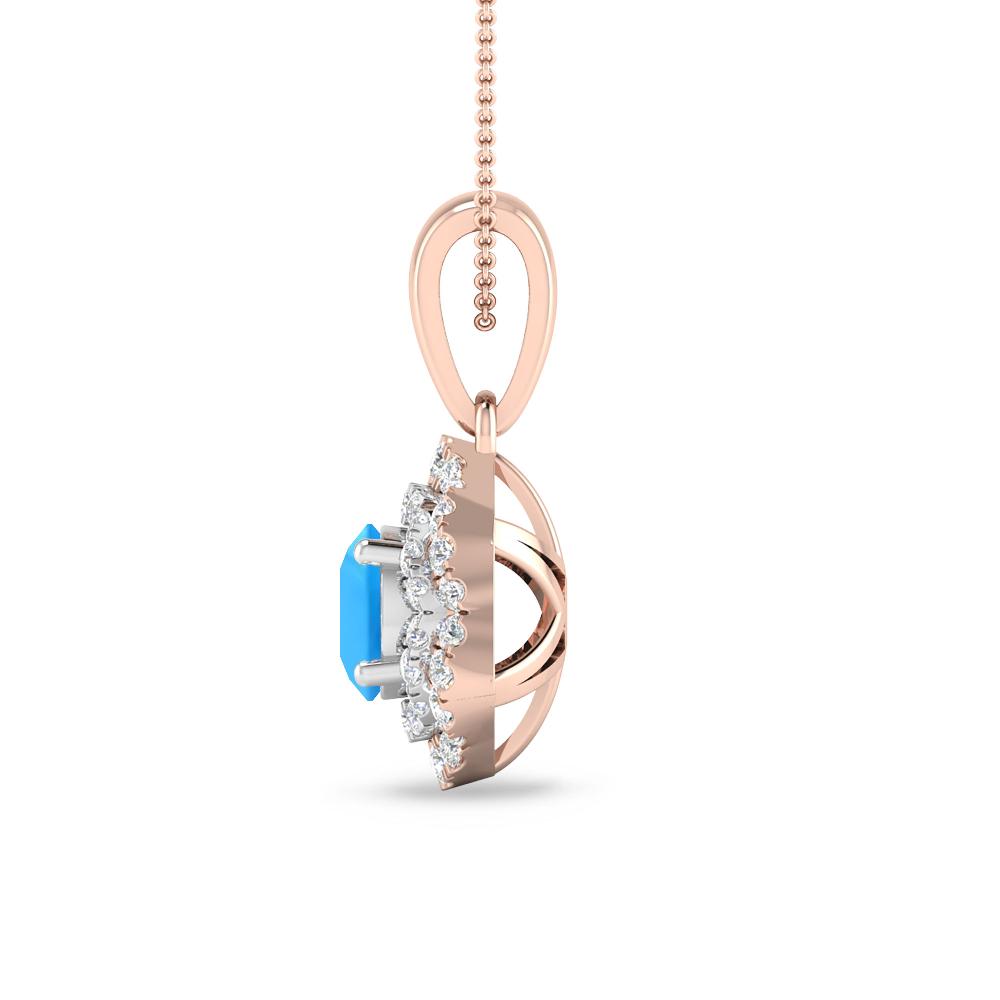 Rose Gold/White Gold - Blue Topaz