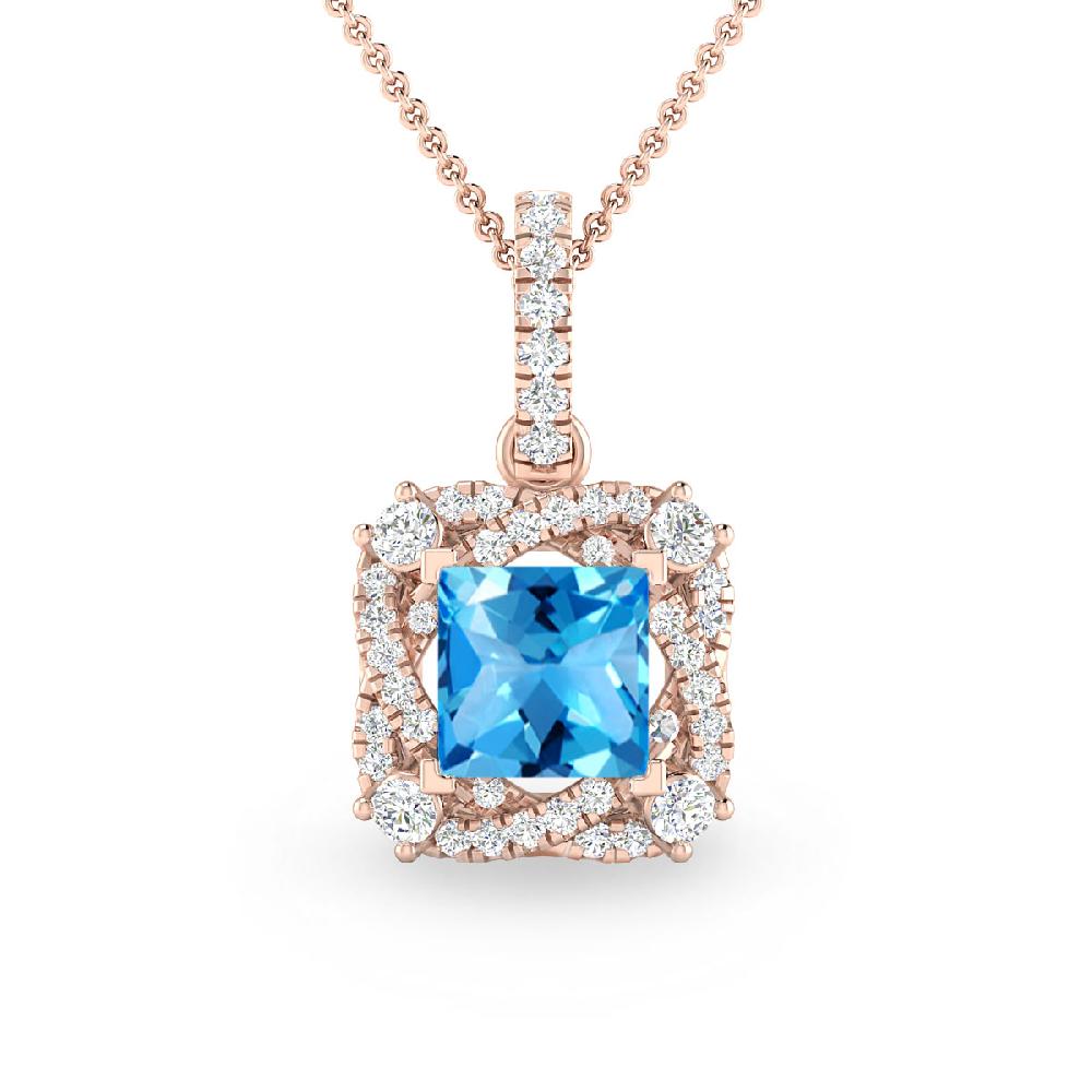 Rose Gold - Blue Topaz