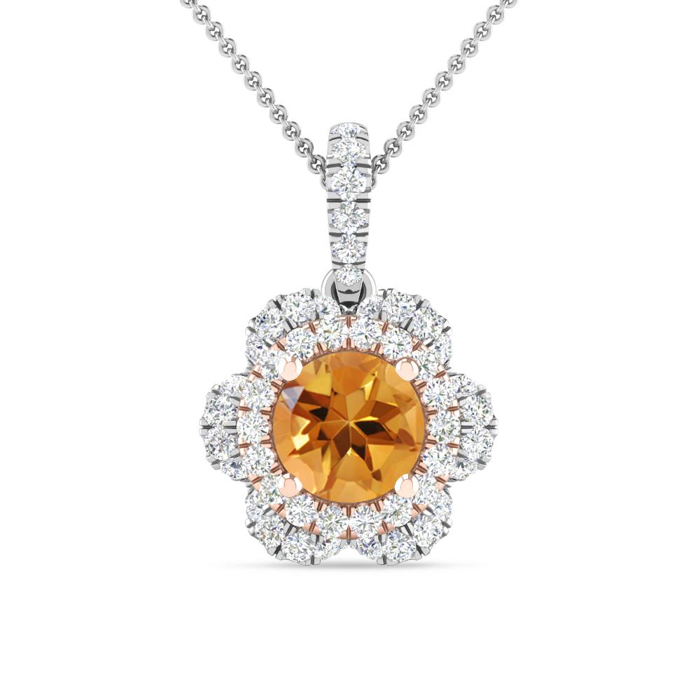 White Gold/Rose Gold - Citrine