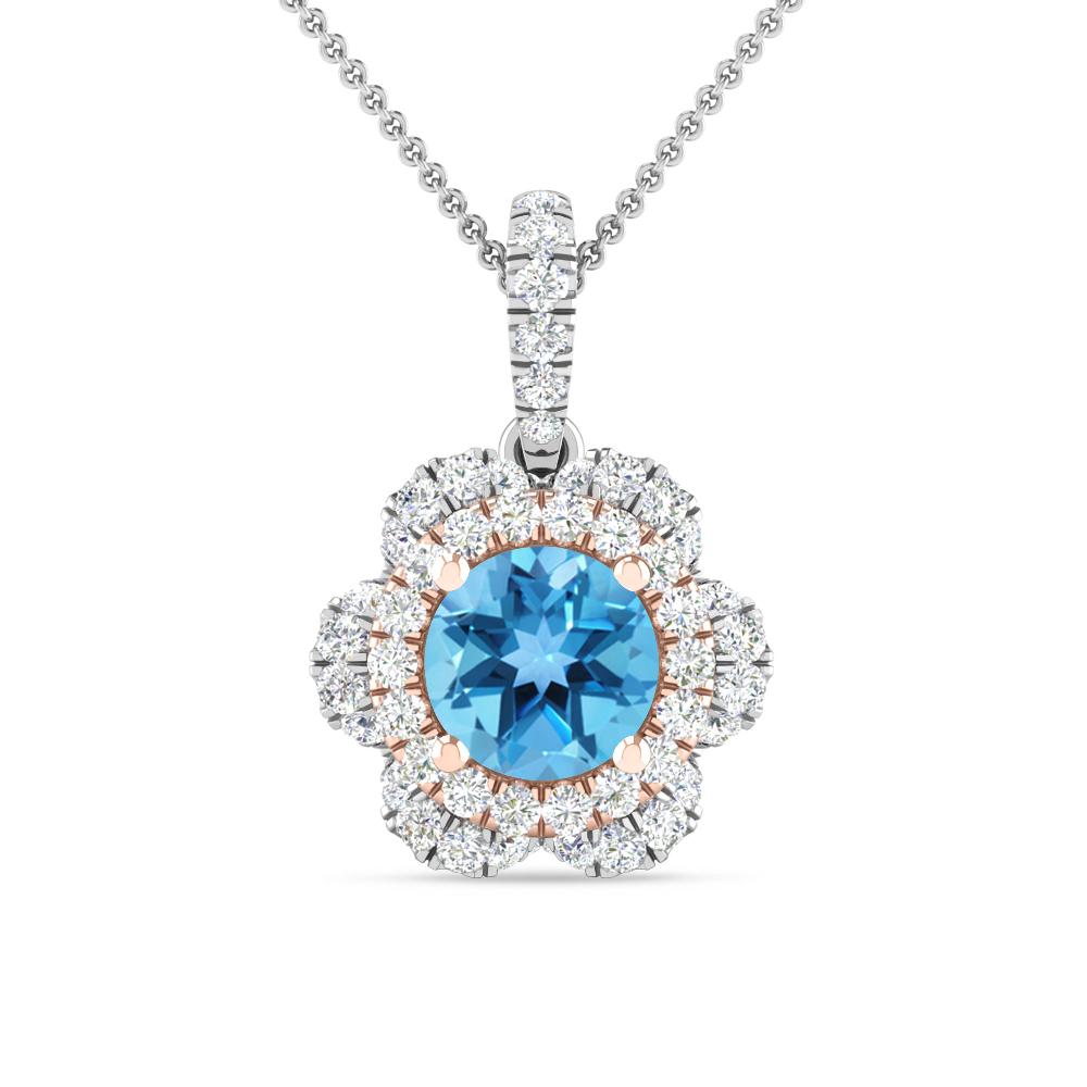 White Gold/Rose Gold - Blue Topaz