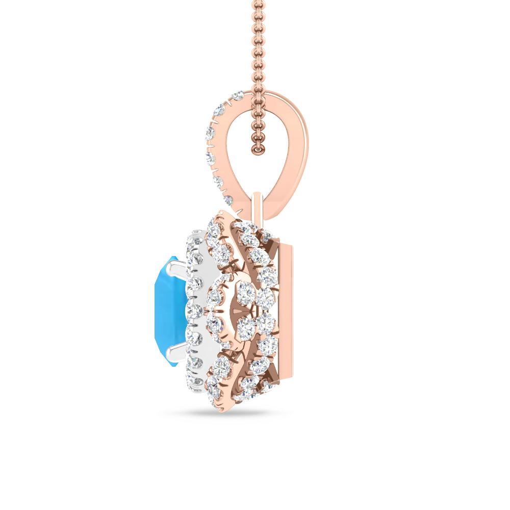 Rose Gold/White Gold - Blue Topaz