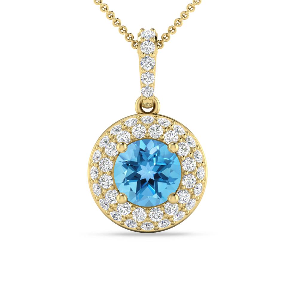 Yellow Gold - Blue Topaz