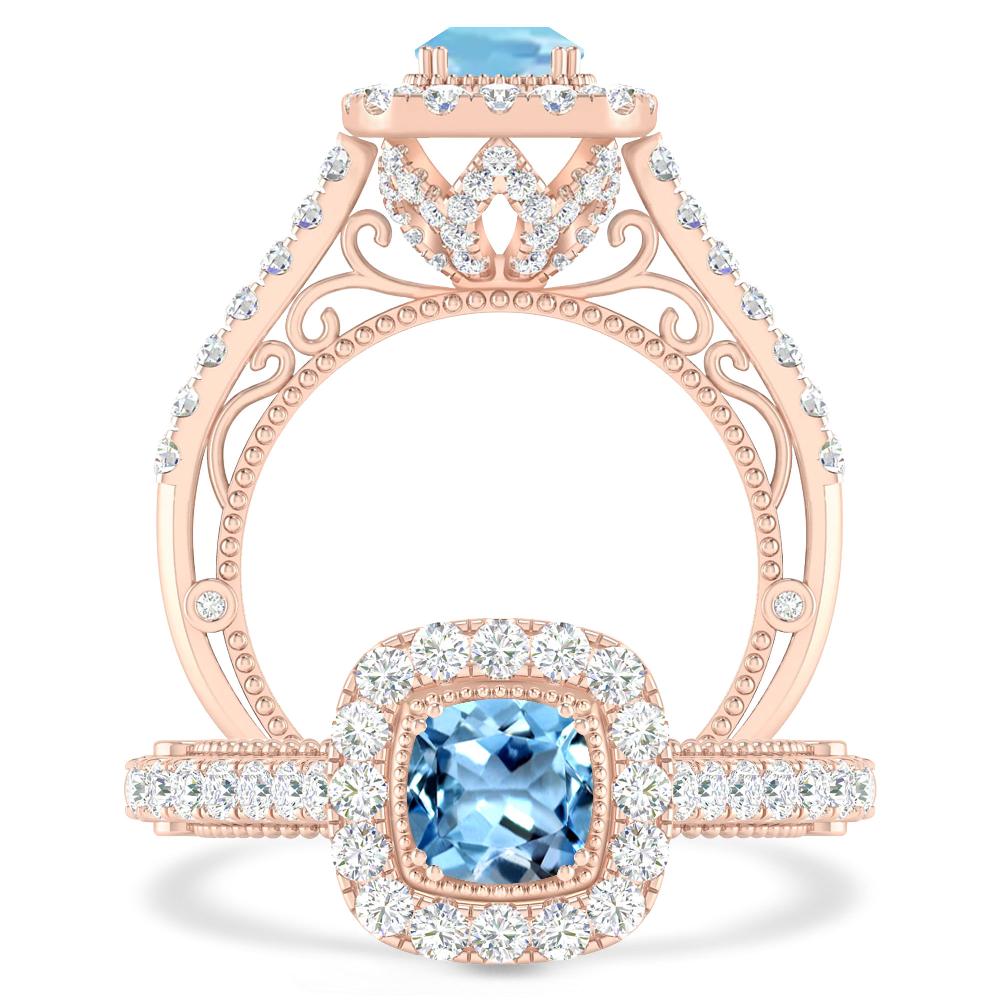 Rose Gold - Aquamarine