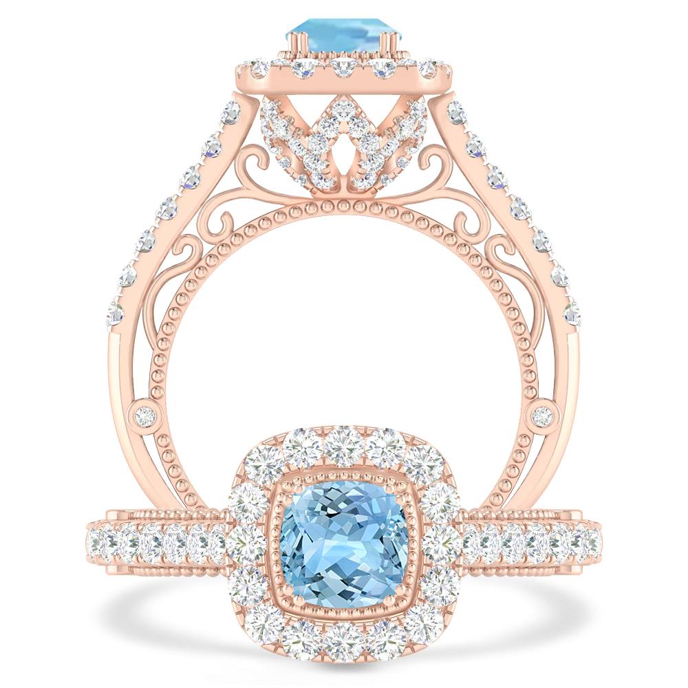 Rose Gold - Aquamarine