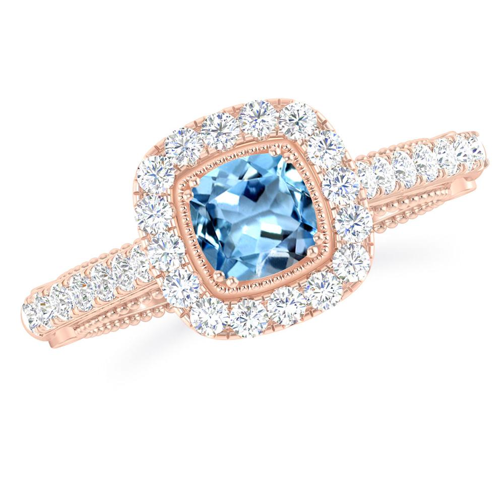 Rose Gold - Aquamarine