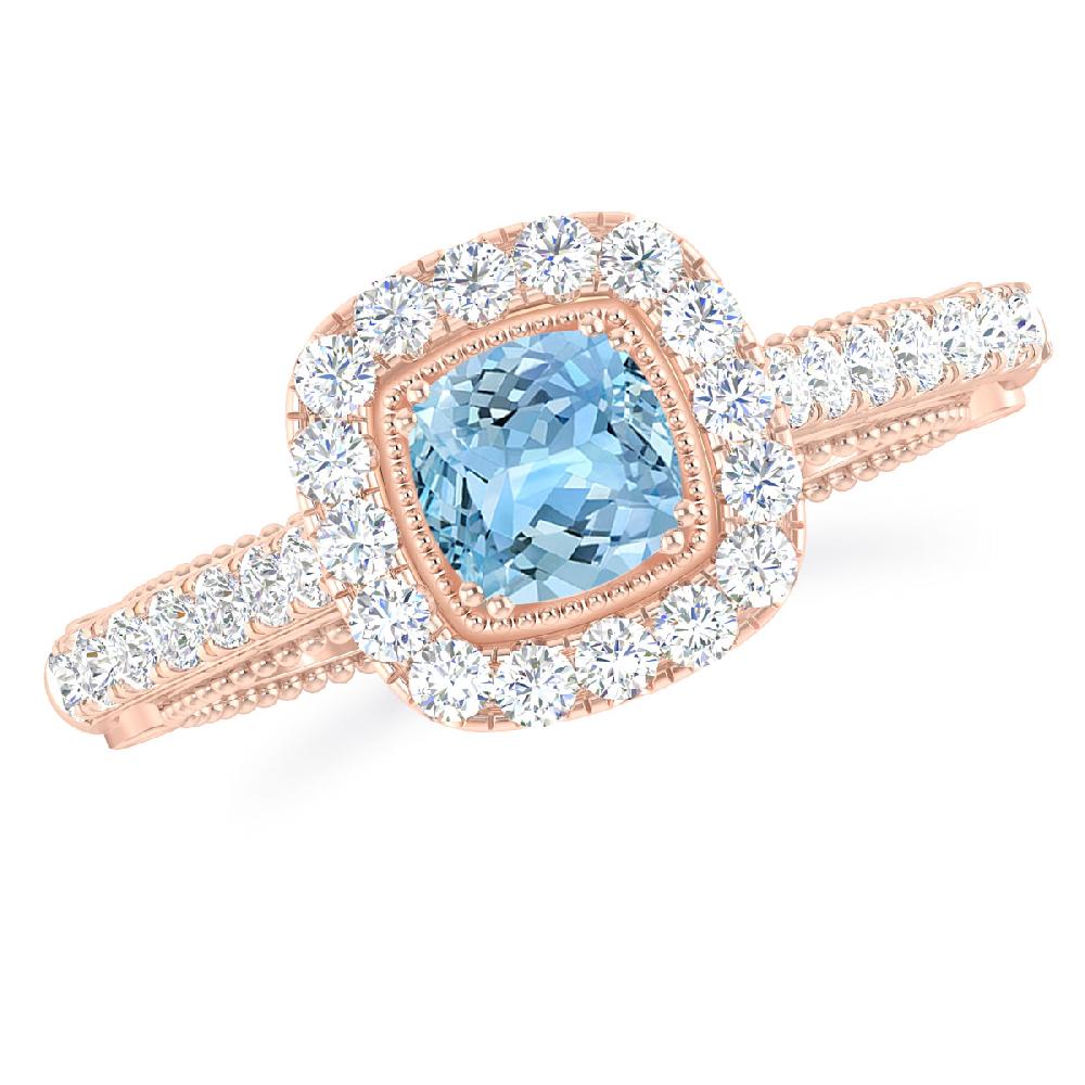 Rose Gold - Aquamarine