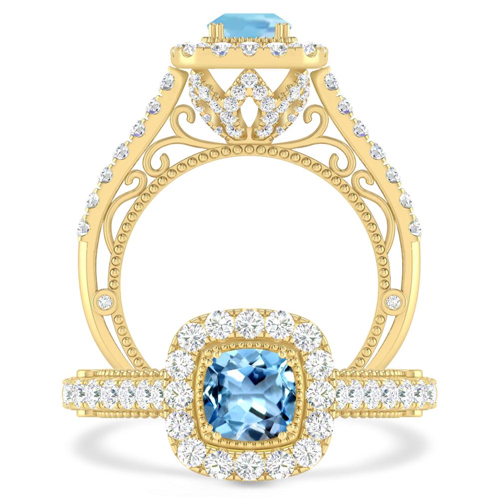 Yellow Gold - Aquamarine