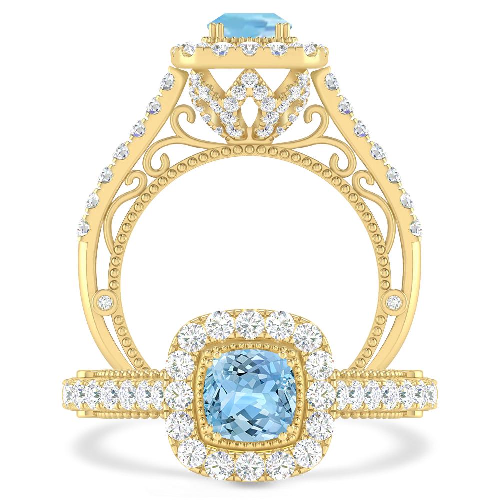 Yellow Gold - Aquamarine