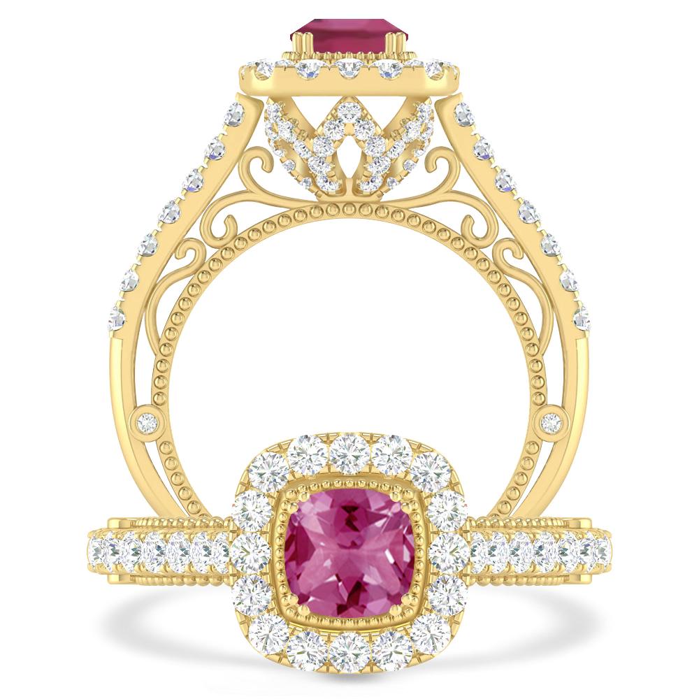 Yellow Gold - Pink Tourmaline