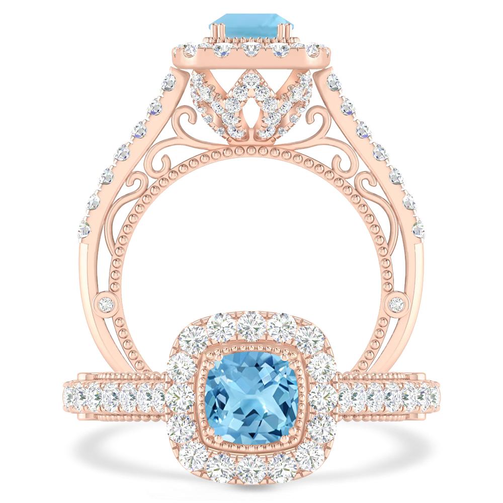 Rose Gold - Blue Topaz