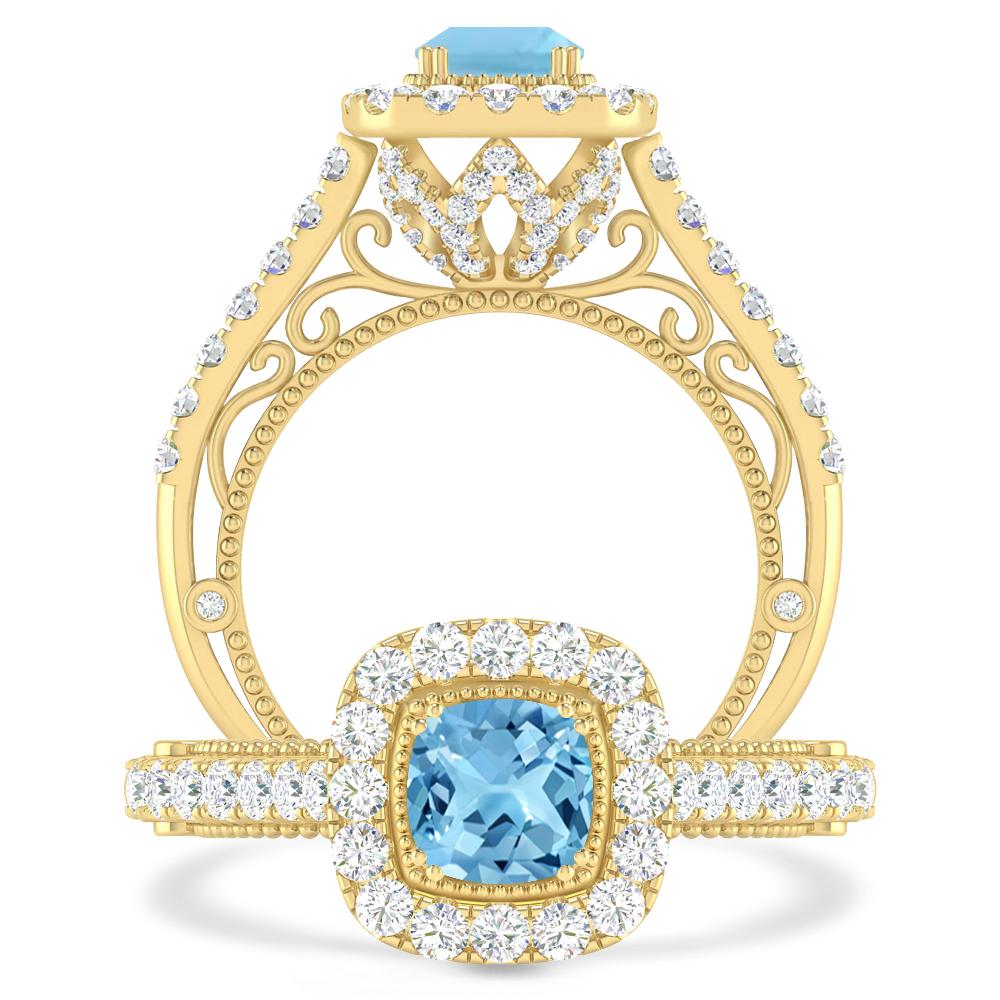 Yellow Gold - Blue Topaz