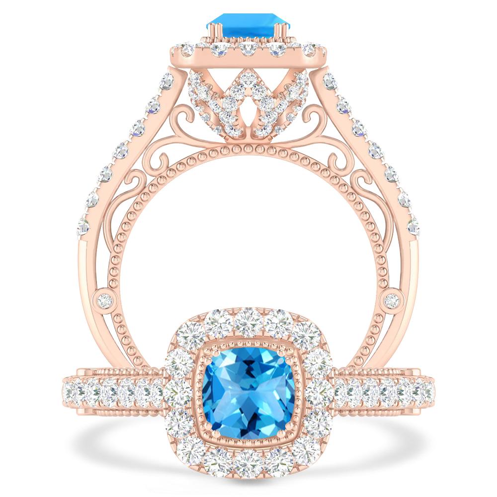 Rose Gold - Blue Topaz