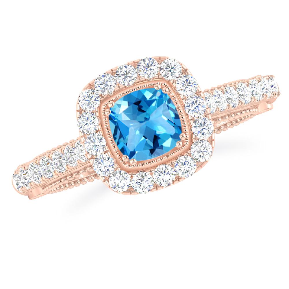 Rose Gold - Blue Topaz