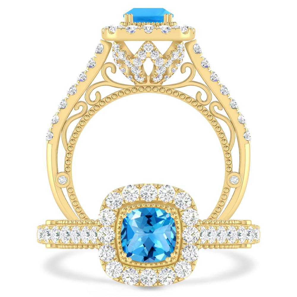 Yellow Gold - Blue Topaz