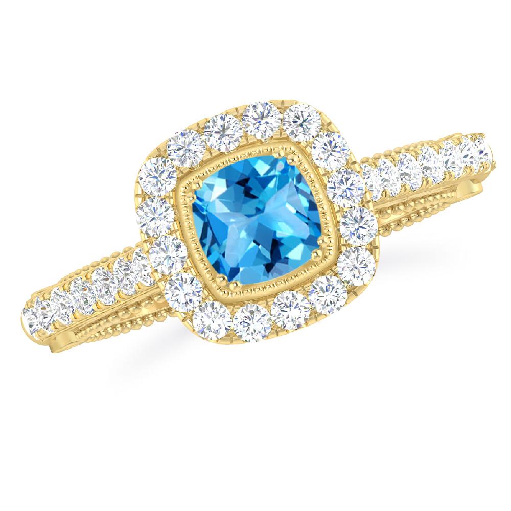 Yellow Gold - Blue Topaz