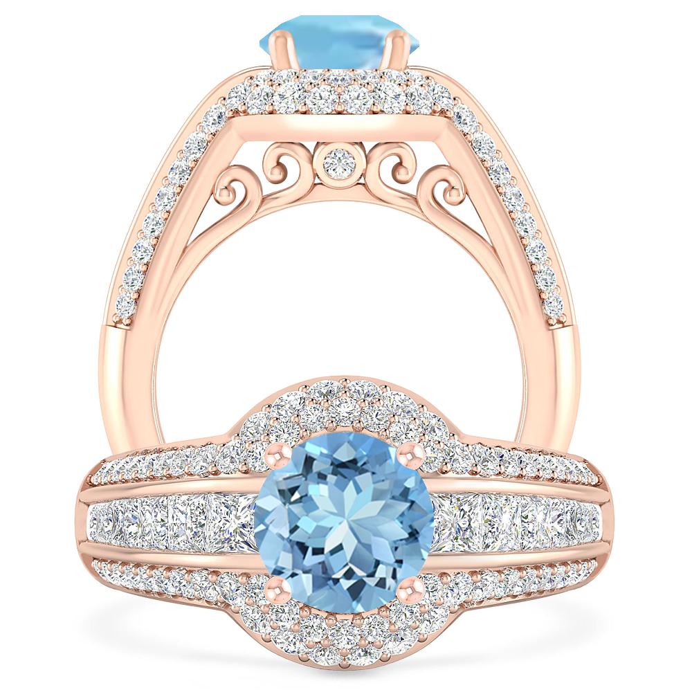 Rose Gold - Aquamarine