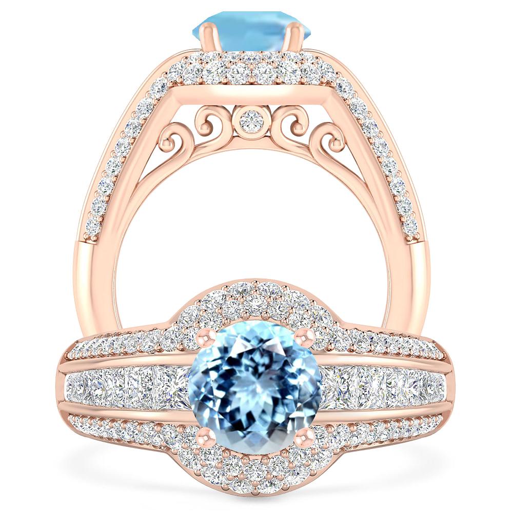 Rose Gold - Aquamarine