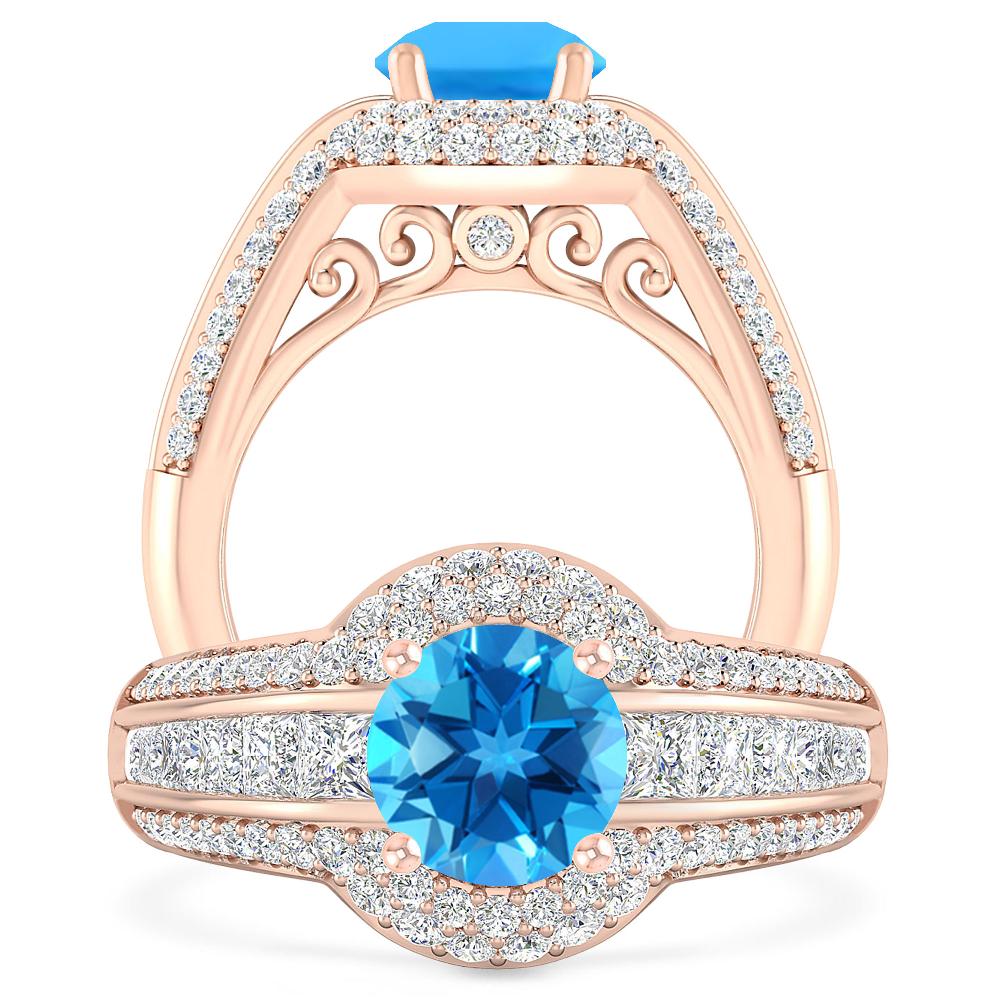 Rose Gold - Blue Topaz