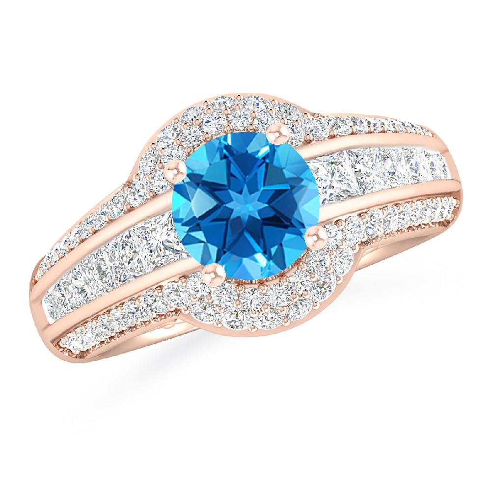 Rose Gold - Blue Topaz