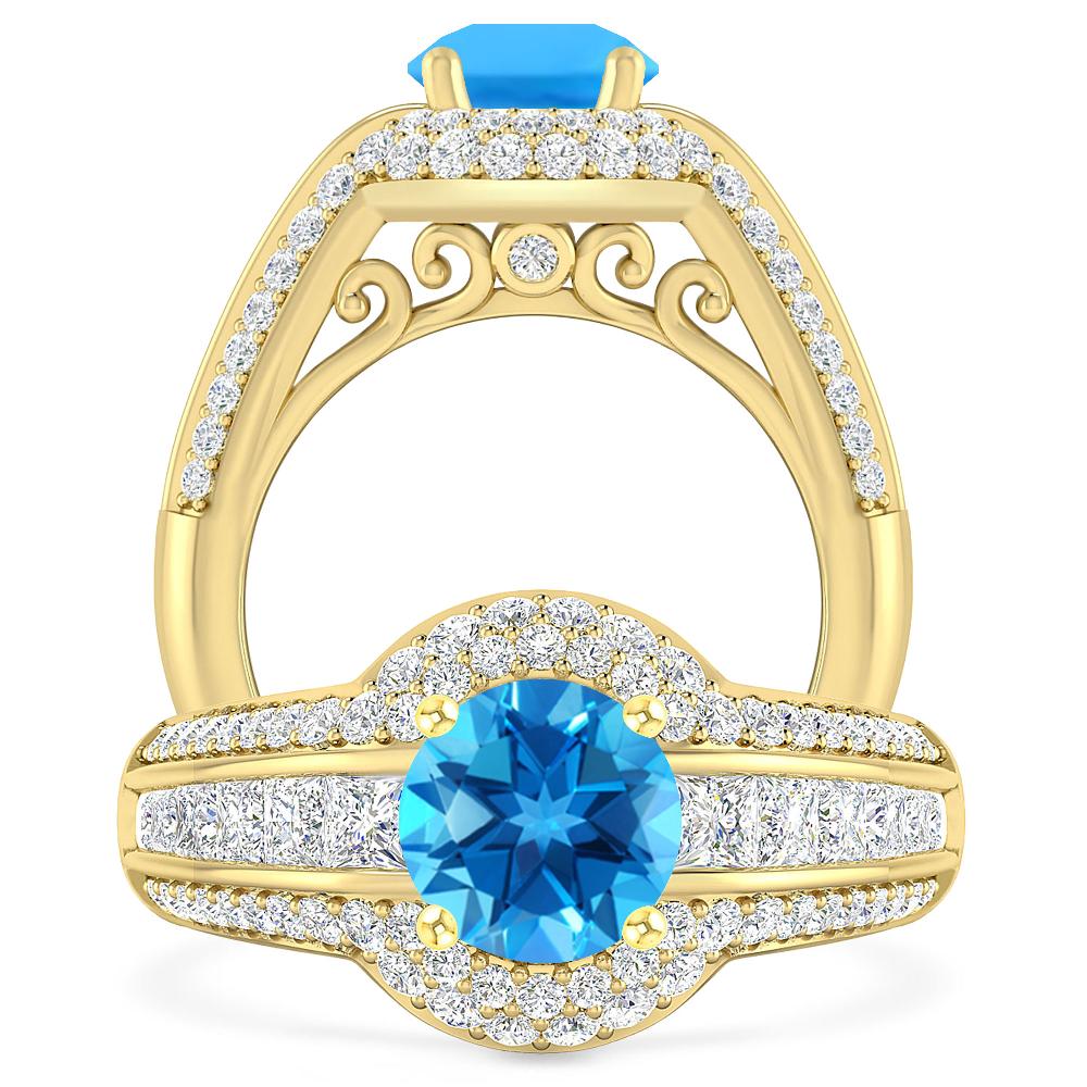 Yellow Gold - Blue Topaz