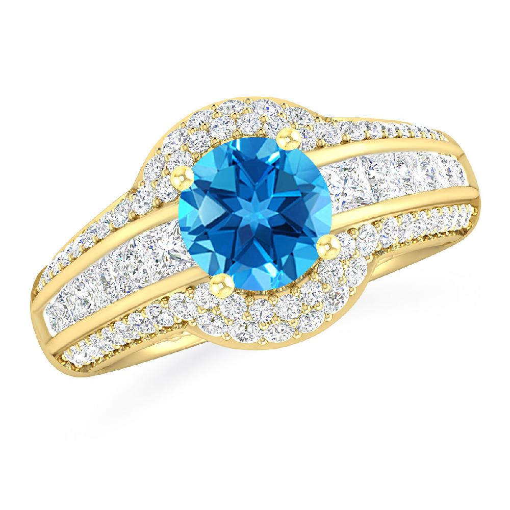 Yellow Gold - Blue Topaz