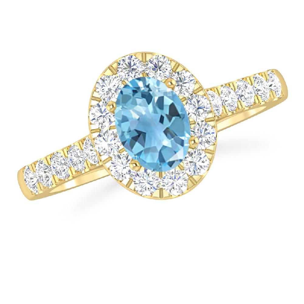 Yellow Gold - Blue Topaz