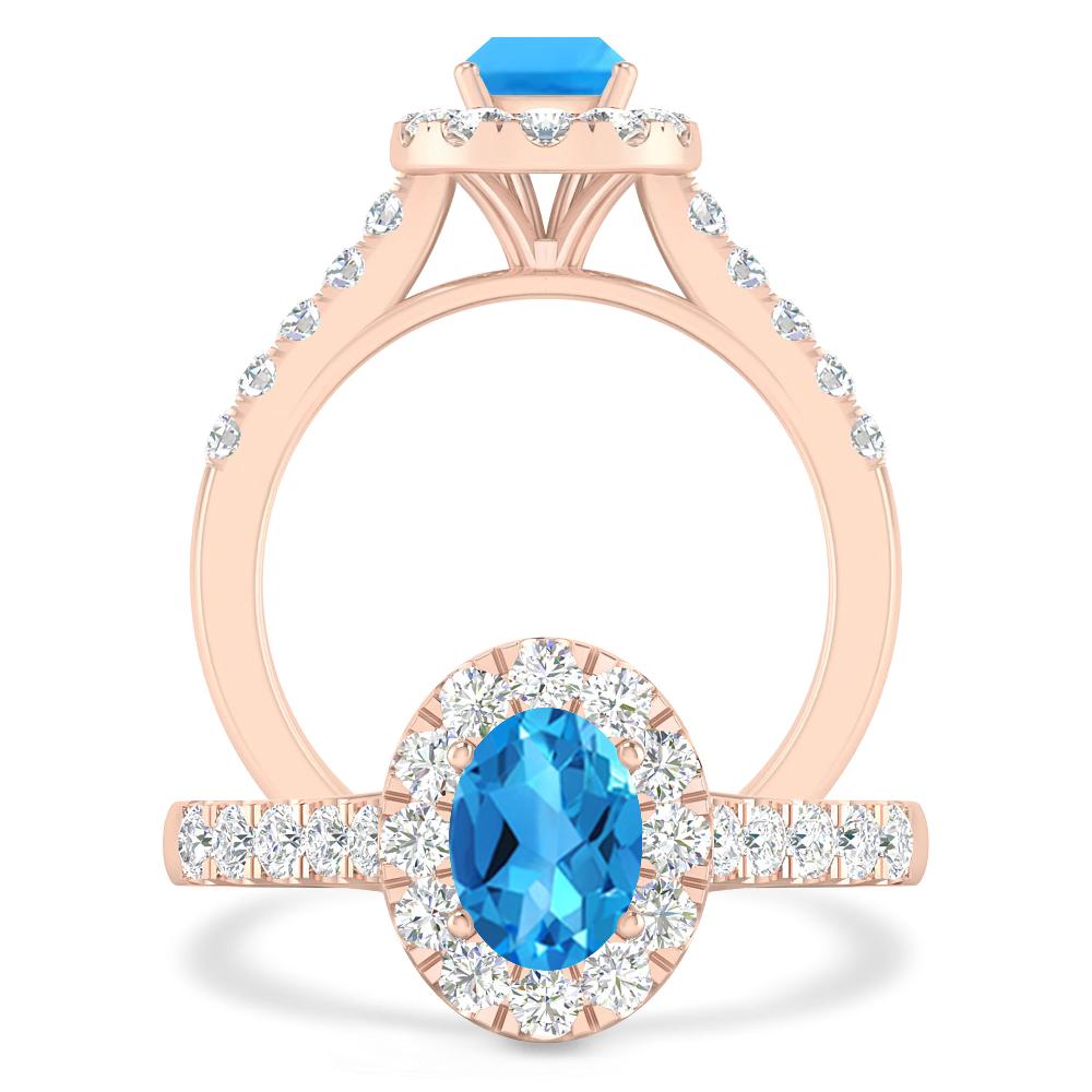 Rose Gold - Blue Topaz