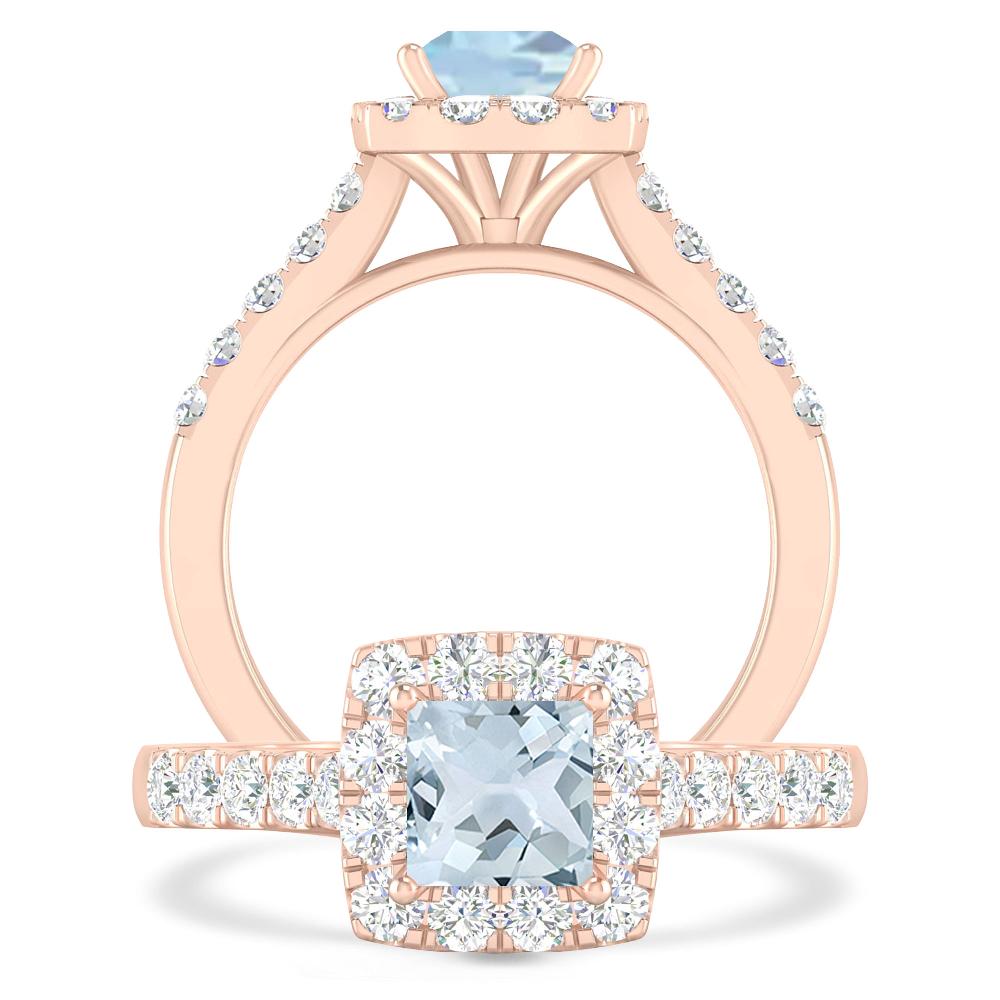 Rose Gold - Aquamarine