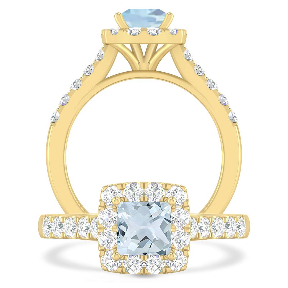 Yellow Gold - Aquamarine