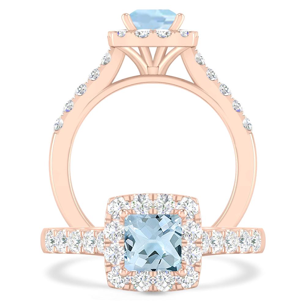 Rose Gold - Aquamarine