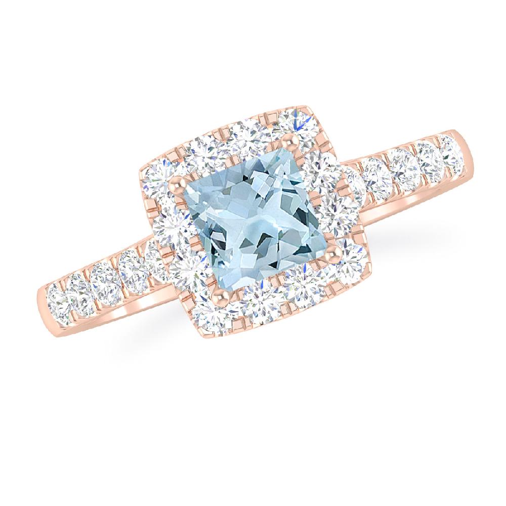 Rose Gold - Aquamarine