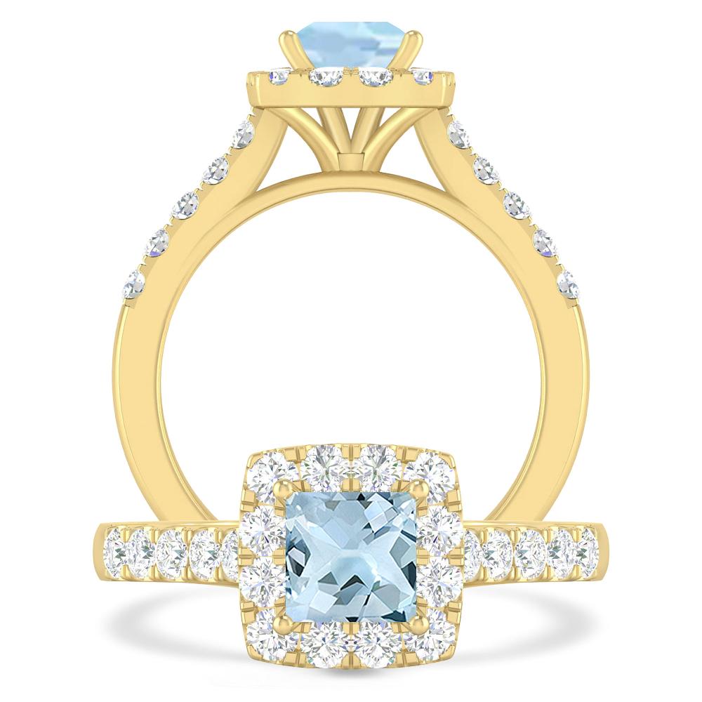 Yellow Gold - Aquamarine