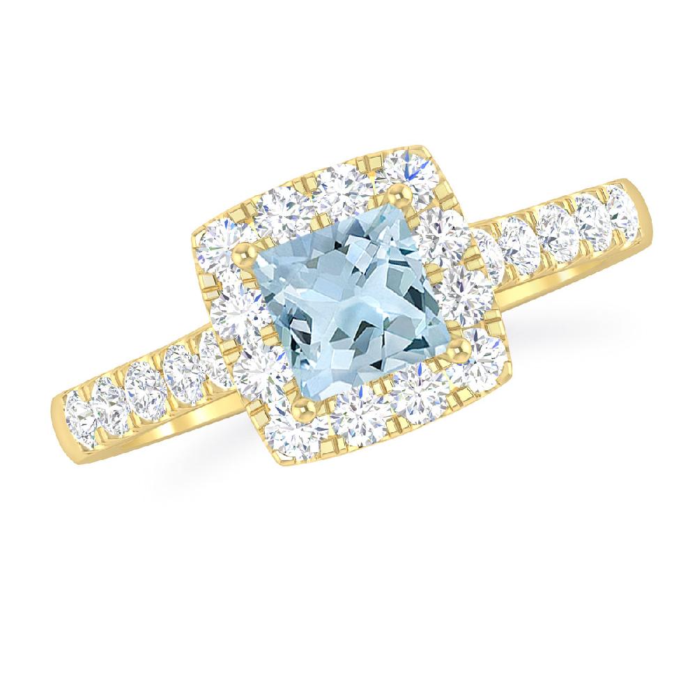 Yellow Gold - Aquamarine