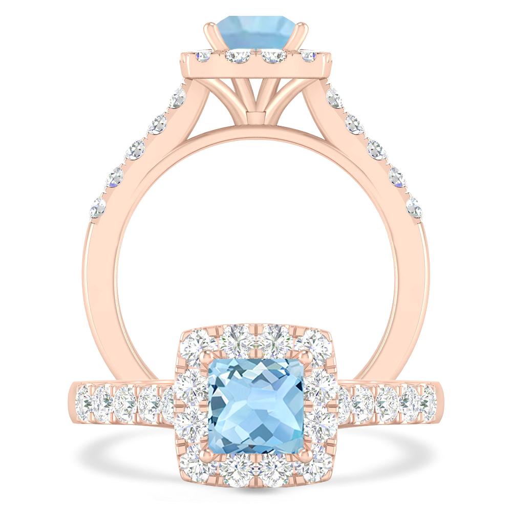 Rose Gold - Aquamarine